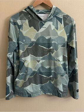 Reima Youth Kids Hoodie Shirt Size 158 (13 Yrs) Green Outdoor Mountain Print